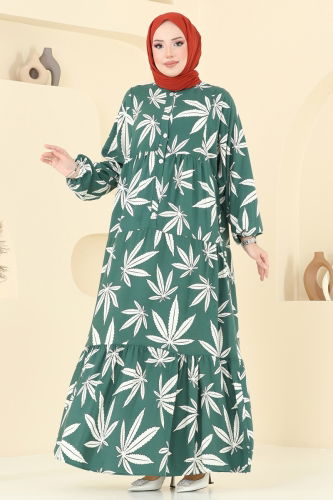 moda selvim الفستان أخضر باهت 840OZN1046 - Thumbnail