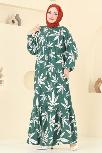 moda selvim الفستان أخضر باهت 840OZN1046 - Thumbnail