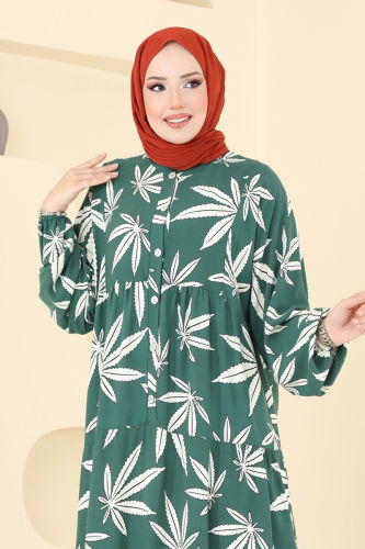moda selvim الفستان أخضر باهت 840OZN1046 - Thumbnail