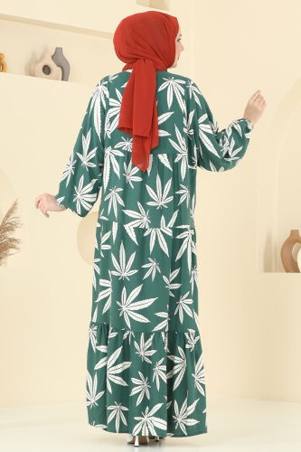 moda selvim الفستان أخضر باهت 840OZN1046 - Thumbnail