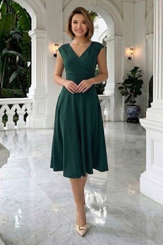 moda selvim Dress 8585JNT1202 Emerald - Thumbnail