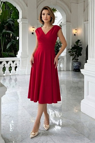 moda selvim الفستان احمر 8585JNT1202 - Thumbnail
