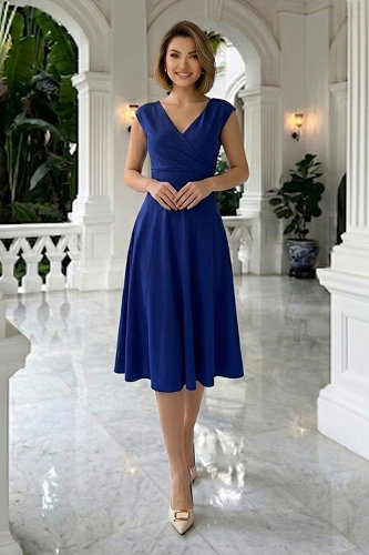 moda selvim Dress 8585JNT1202 Saxe - Thumbnail