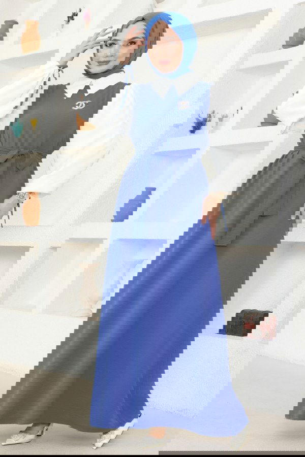 Modaselvim خصم صافٍ20%+20% في سلة التسوق الفستان أزرق وسكري 860NZR779