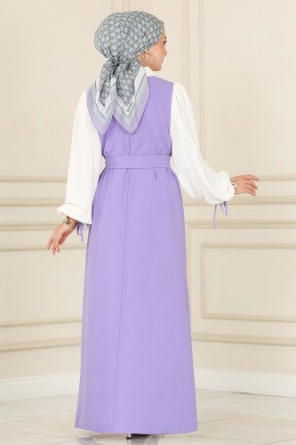 moda selvim 860NZR779 ارجواني فاتح فستان - Thumbnail