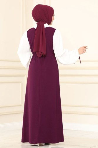 moda selvim 860S324 ارجواني فستان - Thumbnail