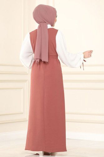 moda selvim Dress 860S324 Dark Dusty Rose - Thumbnail