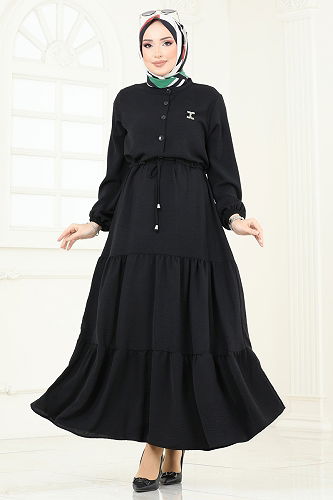 moda selvim الفستان أسود 870MP806 - Thumbnail