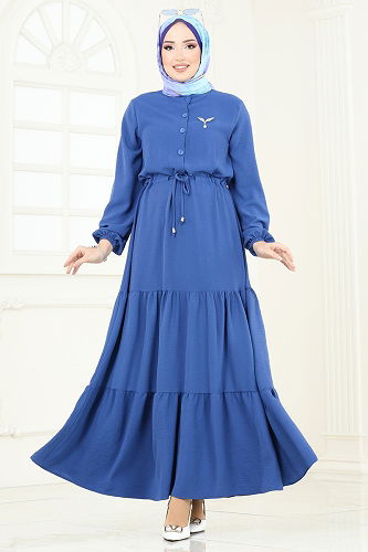 moda selvim الفستان ازرق 870MP806 - Thumbnail