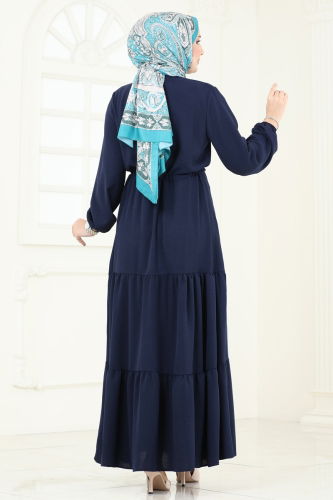 moda selvim Dress 870MP806 Navy Blue - Thumbnail