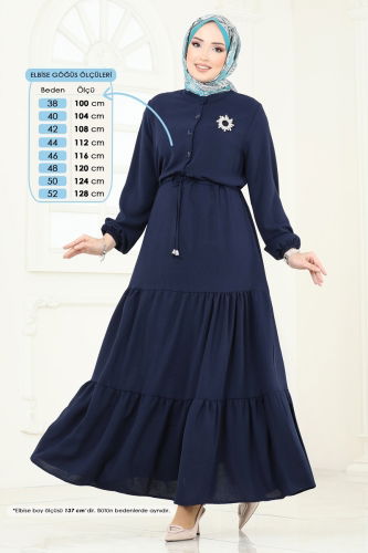 moda selvim Dress 870MP806 Navy Blue - Thumbnail