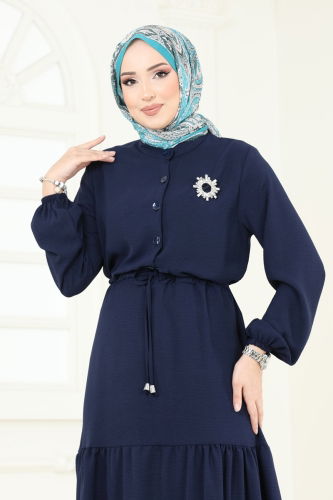 moda selvim Dress 870MP806 Navy Blue - Thumbnail