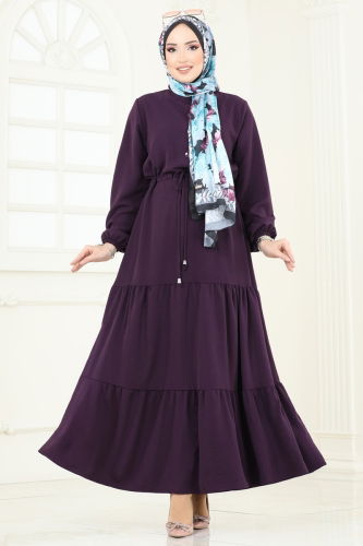 moda selvim Dress 870MP806 Purple - Thumbnail