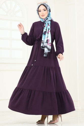 moda selvim Dress 870MP806 Purple - Thumbnail