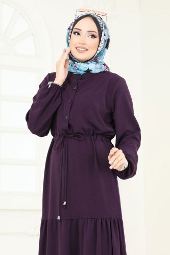 moda selvim Dress 870MP806 Purple - Thumbnail