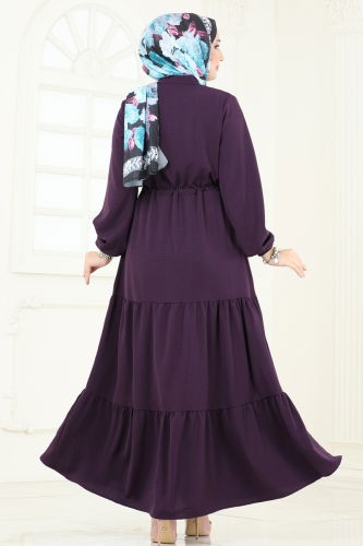 moda selvim Dress 870MP806 Purple - Thumbnail