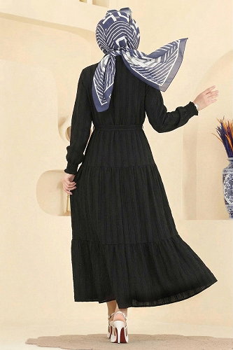 moda selvim الفستان أسود 879ART1044-M - Thumbnail