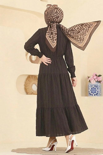 moda selvim Dress 879ART1044-M Brown - Thumbnail