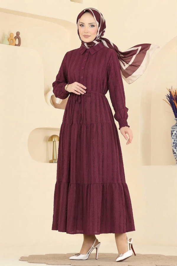 Dress 879ART1044-M Dark Burgundy - Moda Selvim