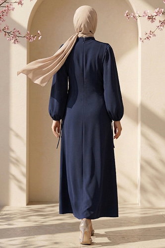 moda selvim Dress 883ART1138 Navy Blue - Thumbnail
