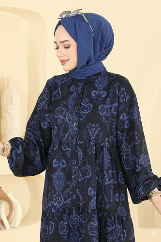 moda selvim الفستان كحلي 885ART1138 - Thumbnail