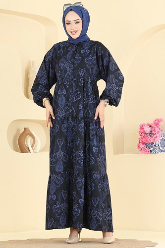 moda selvim الفستان كحلي 885ART1138 - Thumbnail