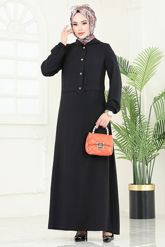 moda selvim Dress 9009S324 Black - Thumbnail