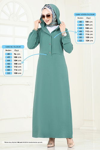 moda selvim الفستان أخضر باهت 9009S324 - Thumbnail