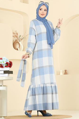 moda selvim Dress 9010S324 Baby Blue - Thumbnail