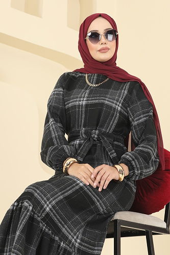 moda selvim Dress 9010S324 Black - Thumbnail