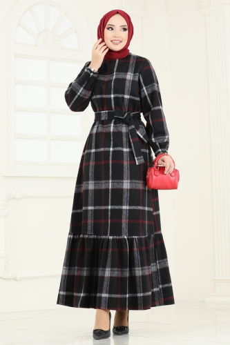 S.V.L. - Dress 9010S324 Black & Burgundy