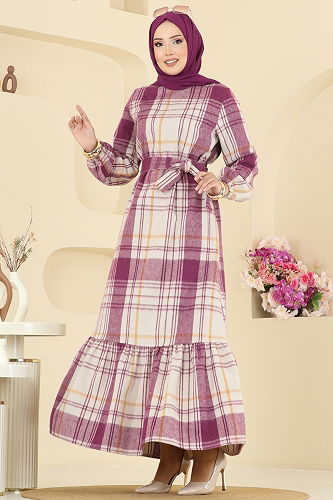 moda selvim Dress 9010S324 Fuchsia - Thumbnail