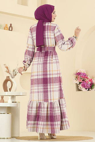 moda selvim Dress 9010S324 Fuchsia - Thumbnail