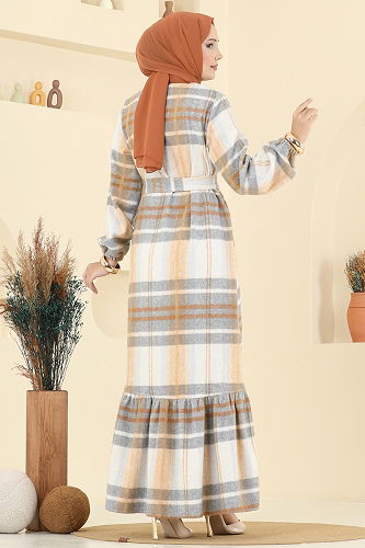 moda selvim Dress 9010S324 Mustard - Thumbnail