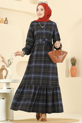 moda selvim Dress 9010S324 Navy Blue - Thumbnail