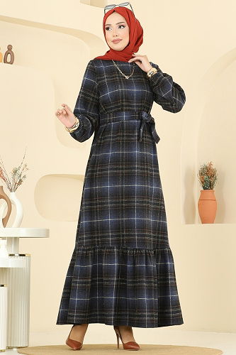 moda selvim Dress 9010S324 Navy Blue - Thumbnail