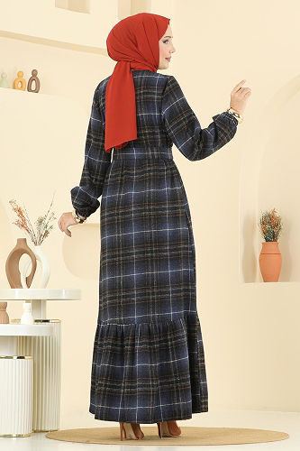 moda selvim الفستان كحلي 9010S324 - Thumbnail