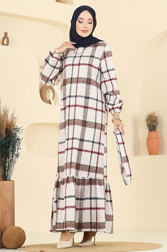 moda selvim Dress 9010S324 Stone - Thumbnail