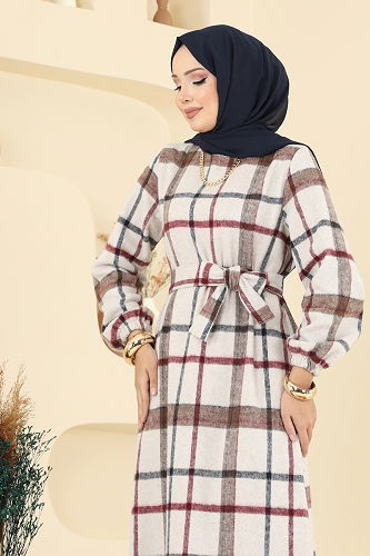 moda selvim Dress 9010S324 Stone - Thumbnail