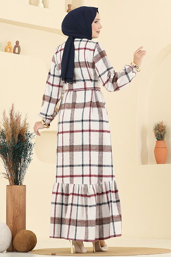 moda selvim Dress 9010S324 Stone - Thumbnail