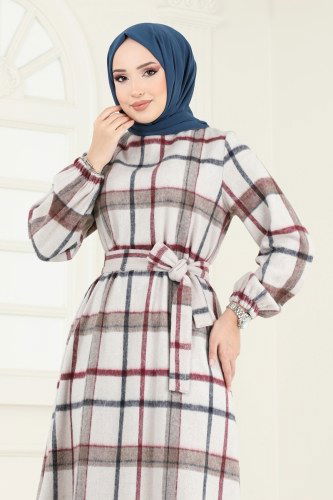 moda selvim الفستان بيج 9010S324 - Thumbnail