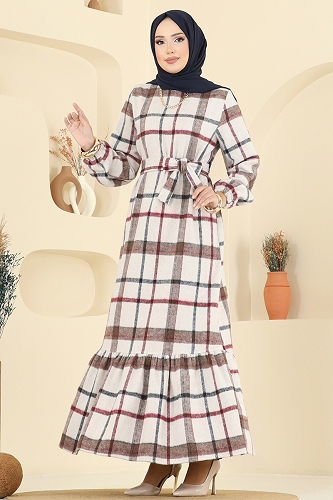 moda selvim الفستان بيج 9010S324 - Thumbnail