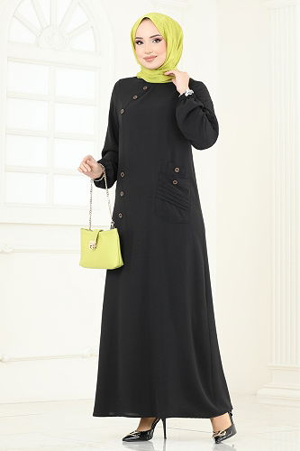 moda selvim الفستان أسود 9011S324 - Thumbnail