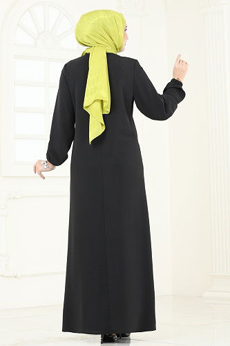 moda selvim الفستان أسود 9011S324 - Thumbnail