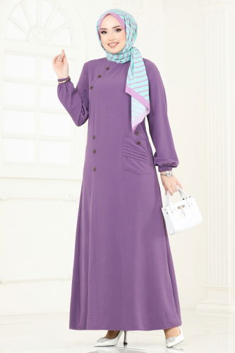 S.V.L. - Dress 9011S324 Dark Lilac