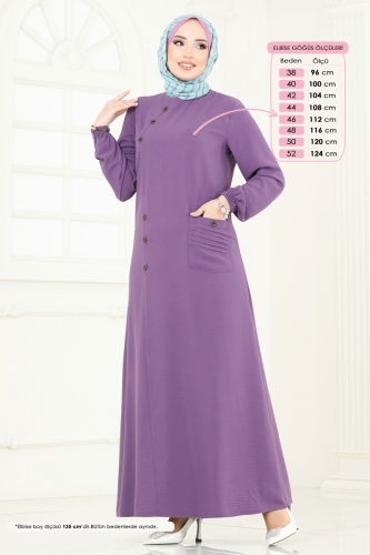 moda selvim Dress 9011S324 Dark Lilac - Thumbnail