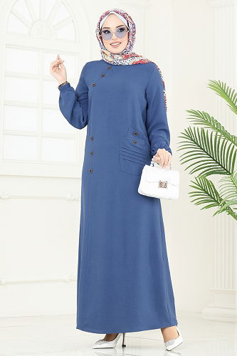 moda selvim الفستان ازرق 9011S324 - Thumbnail