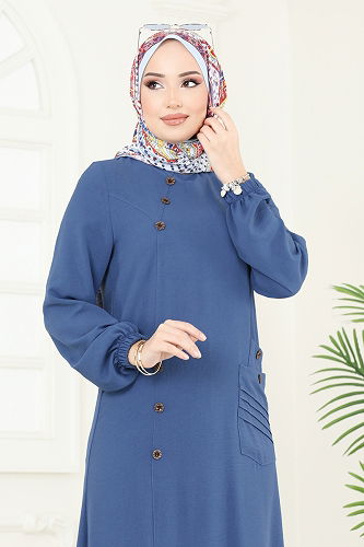 moda selvim الفستان ازرق 9011S324 - Thumbnail