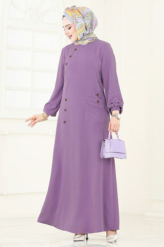moda selvim Dress 9011S324 Lilac - Thumbnail