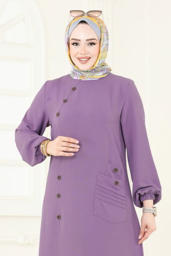 moda selvim الفستان ليلكي 9011S324 - Thumbnail